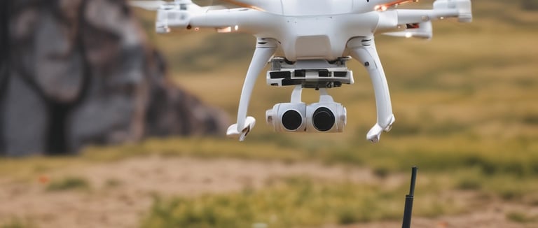 white drone flying in mid air