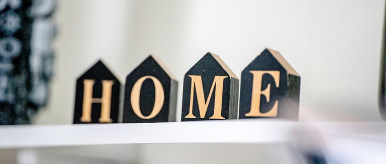 Wooden blocks spelling the word 'home'
