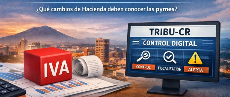 IVA Costa Rica 2026 con TRIBU-CR mostrando control digital y fiscalización para pymes.