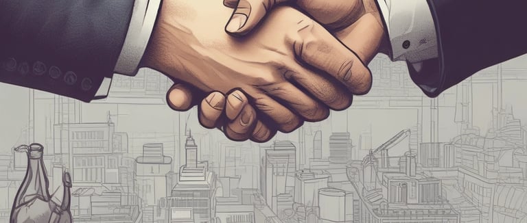 a man and woman shaking hands over a desk
