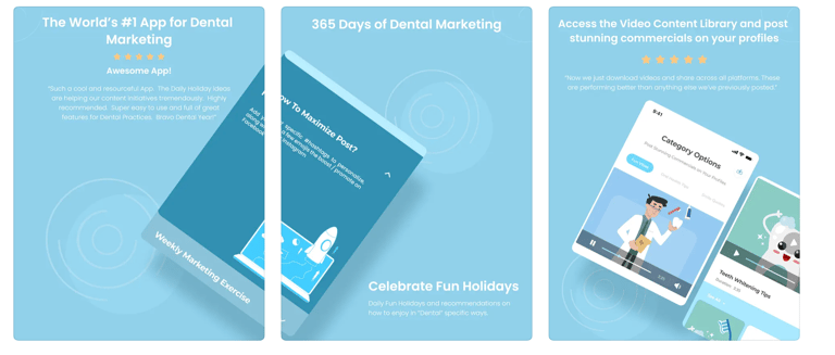 a series of three screens showing the different types of marketing