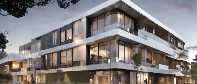 bâtiment tertiaire avec façades vitrées