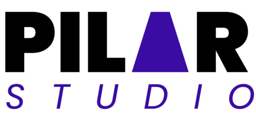 Purple Studio brand logo with a geometric triangle icon on a black background.