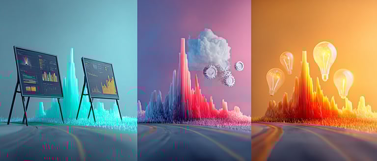 Picture of three distinct areas of a data career, analyst, engineer and scientist