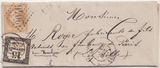 1871: Brief von LILLE nach LILLE, unzureichend frankiert mit 10 Centimes.