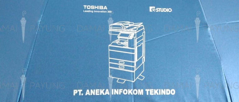 Payung promosi lipat super jumbo lis kotak biru
