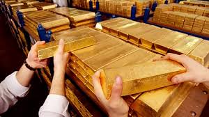 Gold bars in the vault of the Bank of England