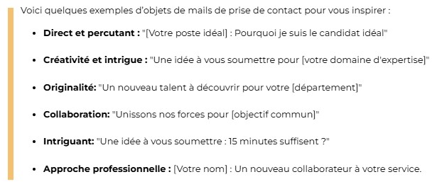 objet mail prise de contact exemple