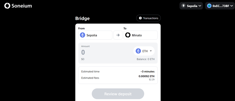 sepolia transfer to minato