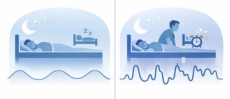 Comparação entre sono contínuo e sono com várias interrupções