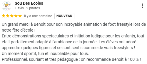 avis google freestyle football école drôme