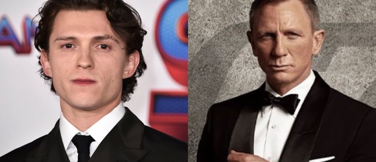 Tom Holland and Daniel Craig pictured in classic tuxedos, representing past and potential future Jam