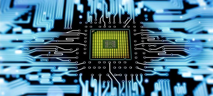 Silicon Wafer Chip on a computer board