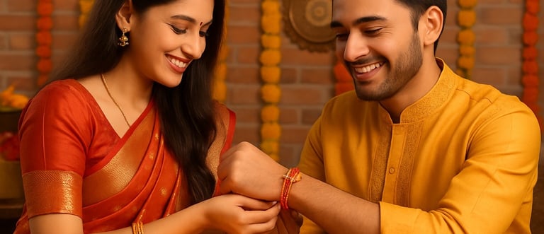 Sister tying Rakhi on brother’s wrist – Raksha Bandhan 2025 celebration
