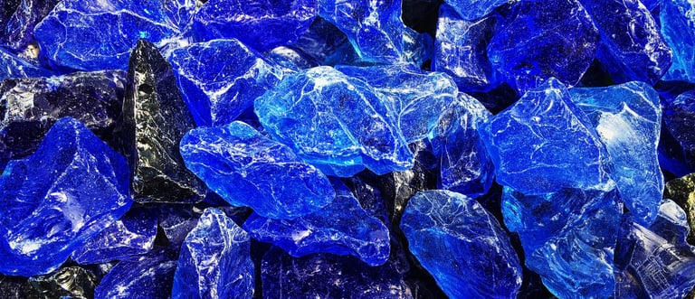Lapis lazuli, pierres bleues semi-précieuses rassemblées