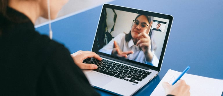 Two people on video call