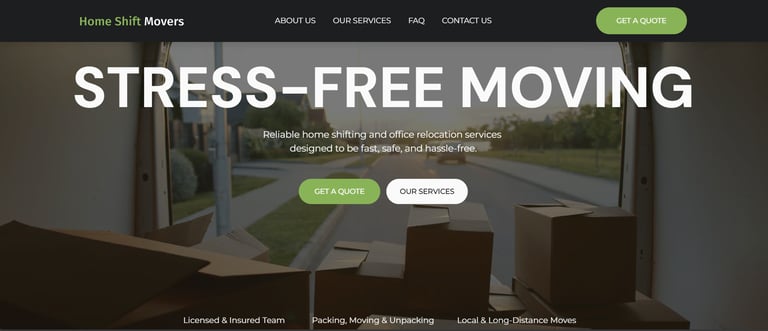 Cardboard moving boxes inside a van for home shifting and office relocation services.