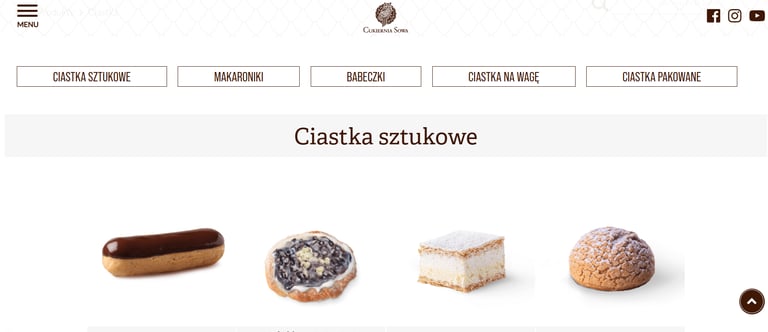 a website page with a picture of a variety of pastries