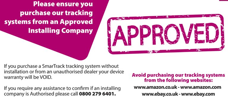 SmarTrack approved installer notice – Starmo Auto Electrics authorised fitting company for SmarTrack