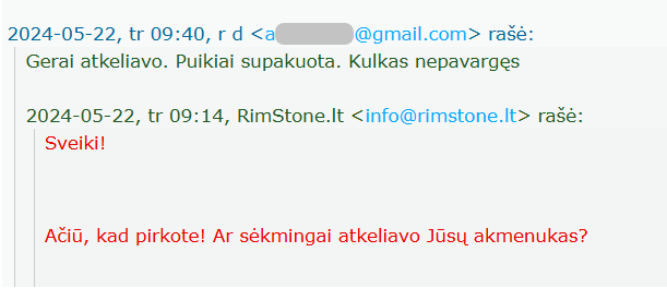 Atsiliepimas apie nusipirktą akmenį