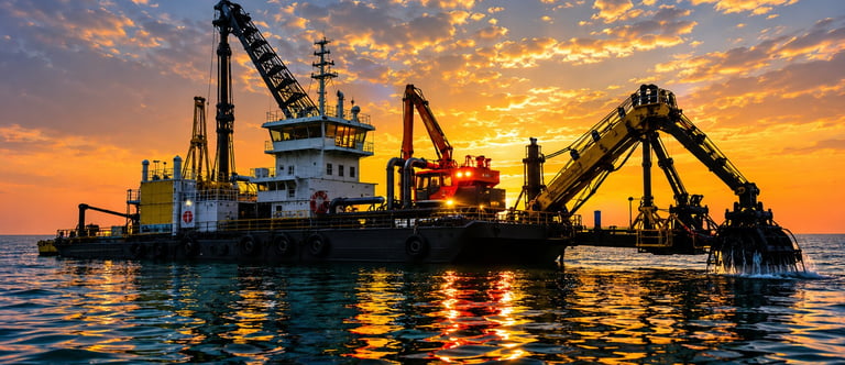 Cutter suction dredger operating on a marine infrastructure and dredging project