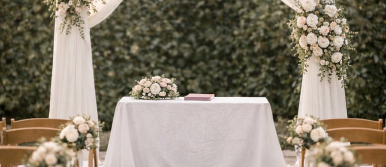 Décoration cérémonie laïque arche fleurie mariage élégante Hauts-de-France