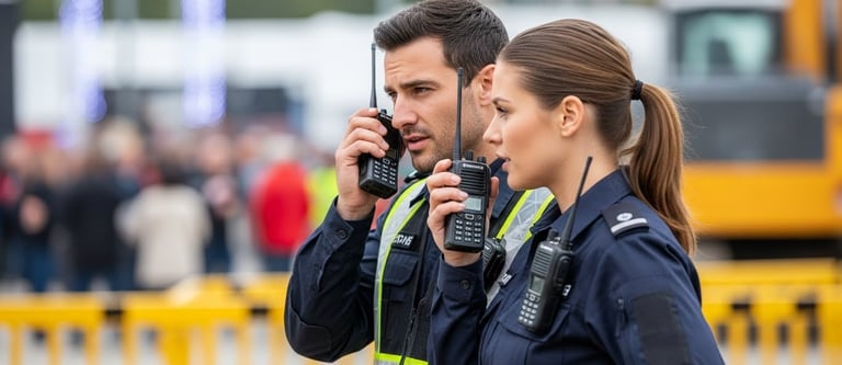 a couple of police officers standing next to each other
