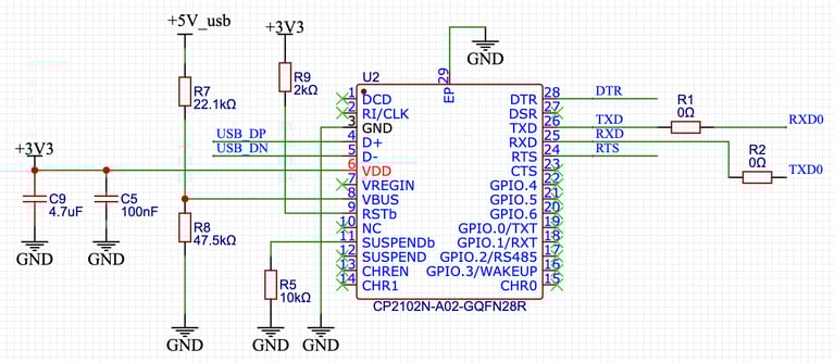ESP32 dev board UART schematic circuit