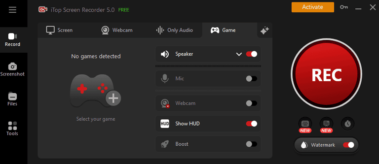 iTop screen recorder recording game terminal