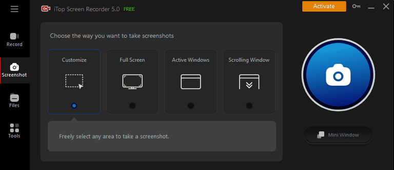 iTop Screen Recorder screen capture terminal