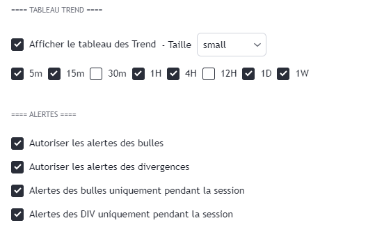 fin de la page des paramètres