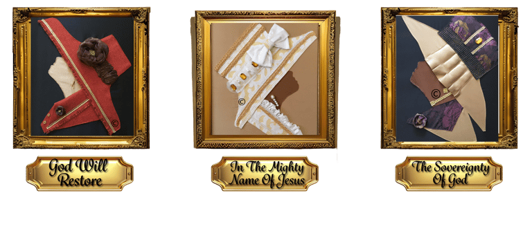 Christian fine art with hand-cut fabric designs