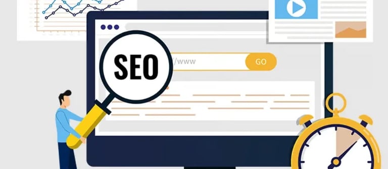 SEO optimization and website ranking improvement graphic