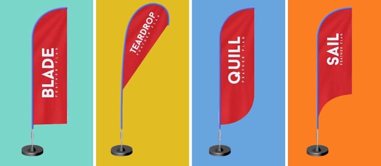 Various types of custom flags for event advertisment