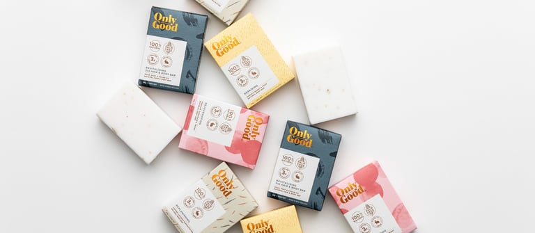 Product photography - a bunch of soap bars with a variety of different scents