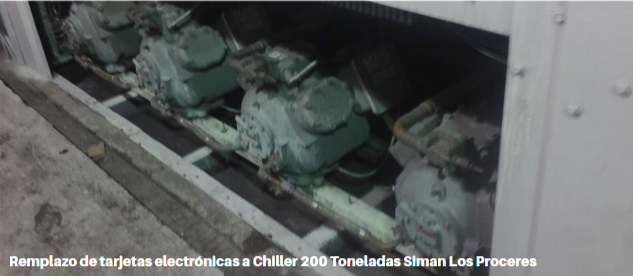Reemplazo de tarjetas electrónicas a Chiller 200 toneladas en SIMAN Los Próceres, Honduras