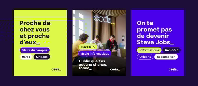 Visuels pour les réseaux sociaux de coda par Tuuk studio