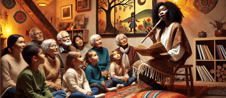 illustration représentant une activité autour des histoires et des contes,