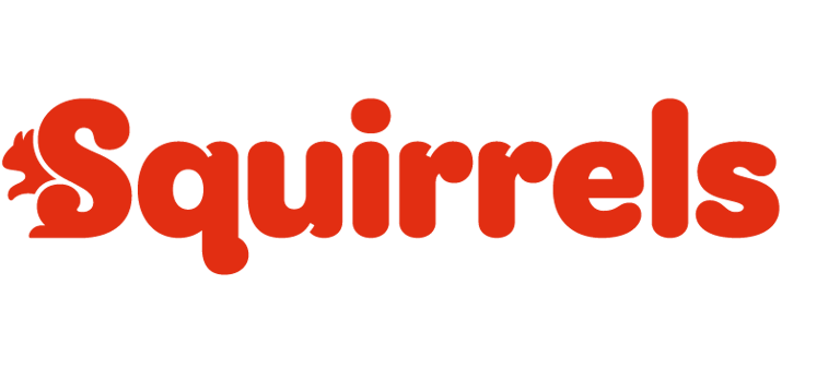 The Squirrels logo, red lettering on a white background.