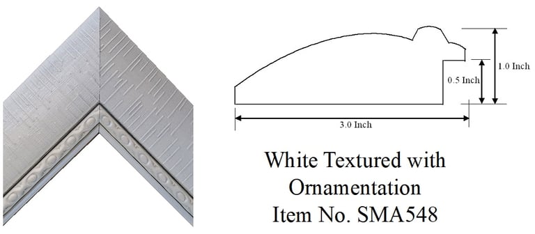 White Textured with Ornamentation Picture Frame