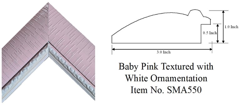 Baby Pink Textured with White Ornamentation Picture Frame
