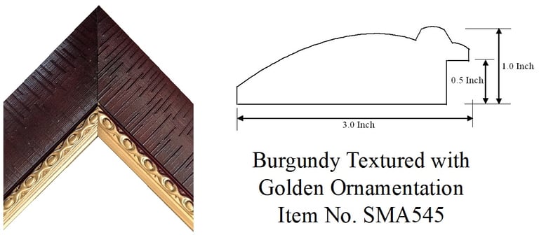 Burgundy Textured with Golden Ornamentation Picture Frame