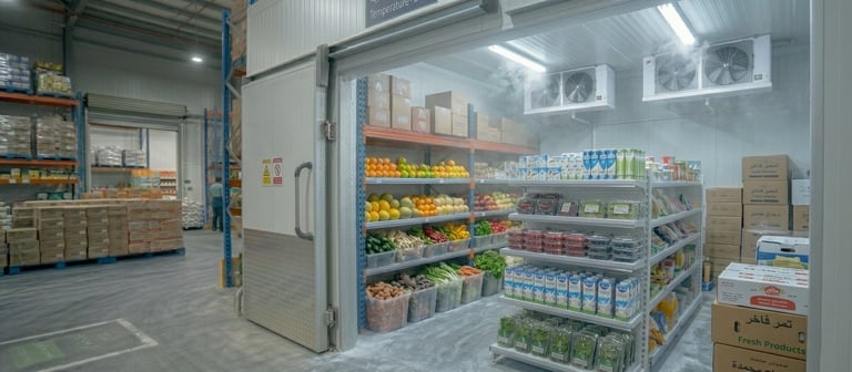 Commercial cold room for storing meat, dairy and vegetables