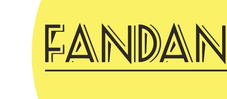 custom branding for Fandangles Giftshop bright yellow background with modern text in black