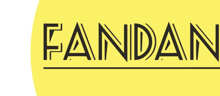 custom branding for Fandangles Giftshop bright yellow background with modern text in black