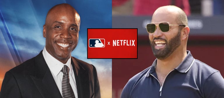 Barry Bonds (left) and Albert Pujols (right) will headline Netflix's coverage of MLB Opening Day 2026