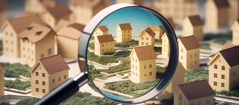 Lupa sobre miniatura de casa representando busca por imóveis no Google