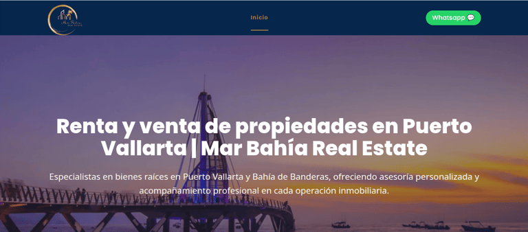 Banner para la página web inmobiliaria de Puerto Vallarta, propiedad de Mar Bahía, que muestra propi