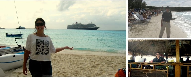 Momentos da tripulação trabalhando e explorando Half Moon Cay.