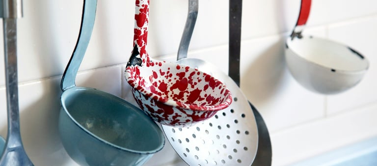 assorted metal ladles